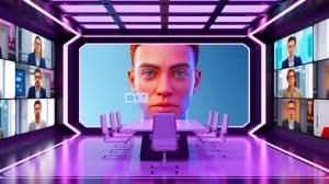Illustration of Zoom's digital double feature for video conferencing.
