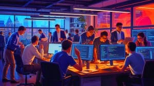 Illustration of the 996 work schedule's impact on Silicon Valley tech workers.