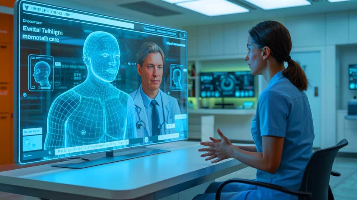 AI Twins Revolutionize Mental Health Treatment, Offering Personalized Care and Insights for Emotional Well-being Illustration of digital twin technology revolutionizing mental health care through personalized, data-driven insights.