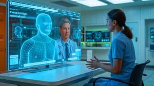 Illustration of digital twin technology revolutionizing mental health care through personalized, data-driven insights.