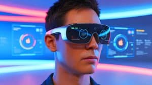 Illustration of Apple's upcoming smart glasses with AI integration and real-time display capabilities.