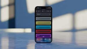 Illustration of Apple's customizable Liquid Glass design options on a smartphone interface.