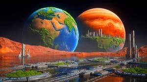 Illustration of Mars and Venus Terraforming Concepts.