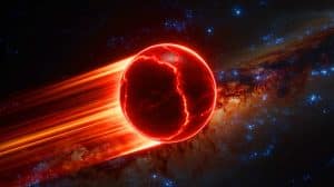 Illustration of a mysterious high-speed sphere escaping our galaxy.