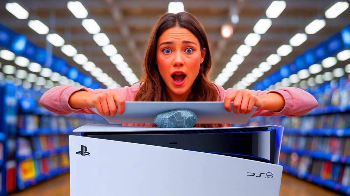“She Opened It and Froze”: Belgian Student Buys PlayStation 5, Finds a Stone Inside—Twice (and Experts Warn It’s Just the Beginning) Illustration of a Belgian student discovering a stone inside a PlayStation 5 box.