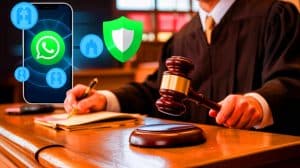 Illustration of a federal judge's decision blocking NSO Group from targeting WhatsApp users.