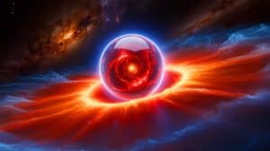 Illustration of the first detected heartbeat of a newborn magnetar within a gamma-ray burst.