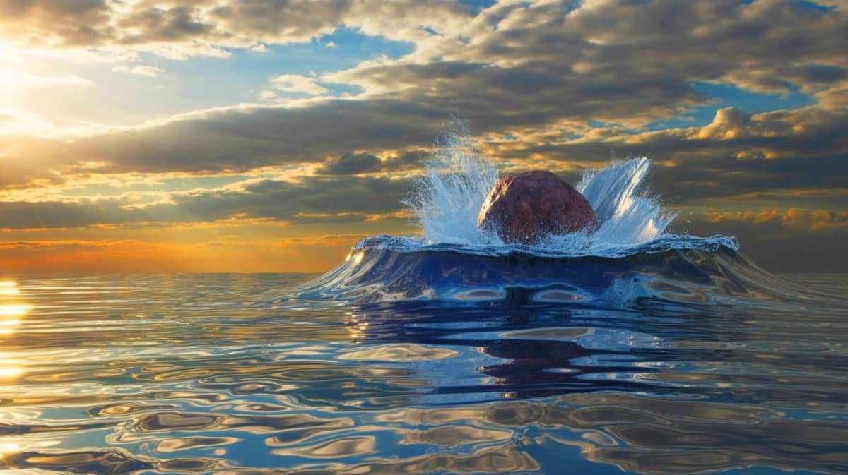 Illustration of the Silverpit Crater Formation by an Asteroid Impact Beneath the North Sea.