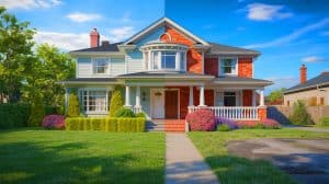 Illustration of AI-Enhanced Real Estate Listing with Misleading Property Images.