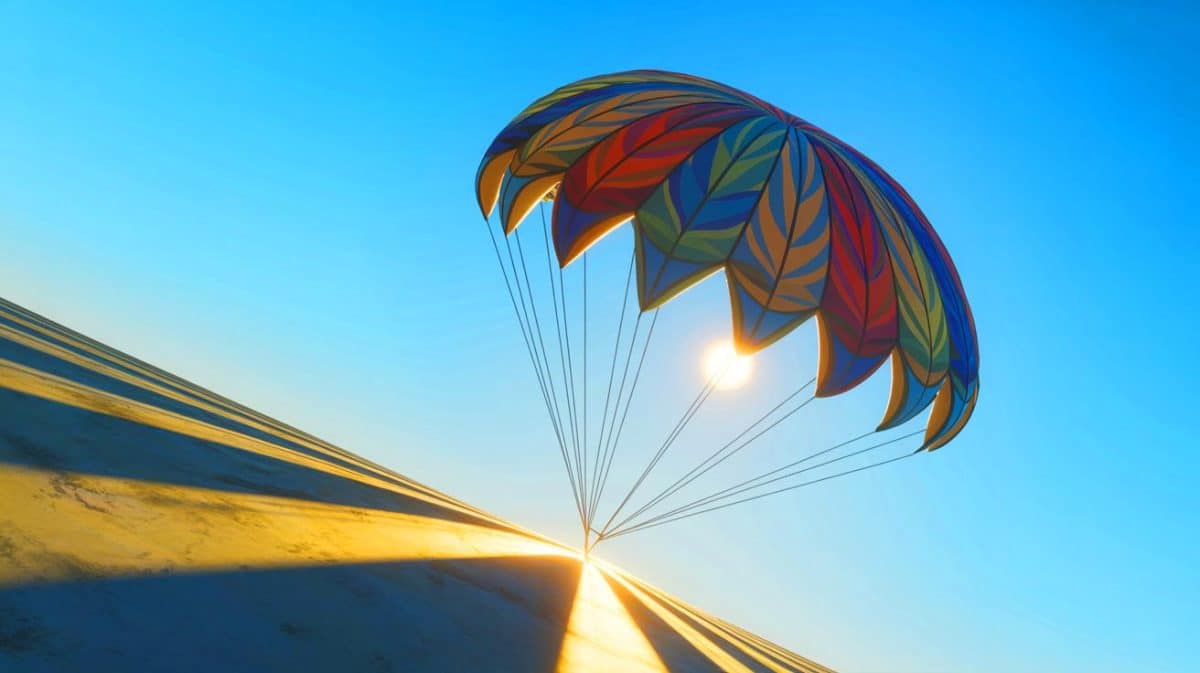 “I’ve Never Seen a Parachute Do This”: Kirigami Design Lets Aid Drops Land With Pinpoint Accuracy, Transforming How Supplies Reach Disaster Zones Illustration of a kirigami-inspired parachute design for improved airdrop precision.