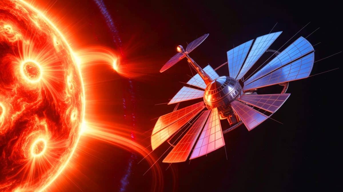 “Your Internet Could Vanish Tomorrow”: Scientists Sound Alarm Over Solar ‘Space Tornadoes’ That Threaten to Cripple Global Connectivity (and Cost Billions Daily) Illustration of NASA's Solar Cruiser spacecraft navigating space weather phenomena.