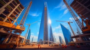 Illustration of the proposed 1.2-mile-high skyscraper in Saudi Arabia, designed by Foster + Partners.