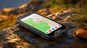 Illustration of the AGM G3 Pro smartphone showcasing its rugged design and advanced features.