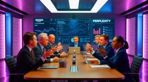 Amazon Challenges Perplexity: Legal Threats Over Browsing Feature Stir Concerns in Tech Community Illustration of Amazon's legal challenge to Perplexity over AI shopping assistant compliance.