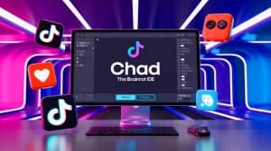 Illustration of Chad: the Brainrot IDE integrating leisure activities into the coding environment.