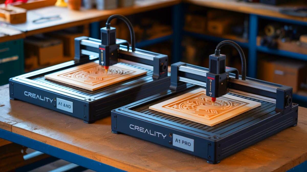 Creality Falcon A1 vs. A1 Pro: Discover How Key Differences Reveal the Future of Laser Engraving Technology Illustration of the Creality Falcon A1 and A1 Pro laser engraving machines.