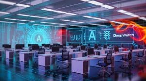 Illustration of Deepwatch's office reflecting the impact of layoffs and shift towards AI investment.