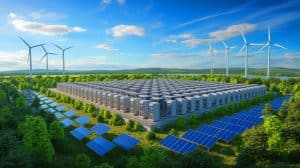 Illustration of the environmental impact of generative AI on energy and water resources.