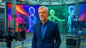 James Cameron Warns of Generative AI’s ‘Horrifying’ Impact: A Challenge to Creativity and Human Expression Illustration of James Cameron discussing the impact of generative AI on filmmaking and performance capture technology.