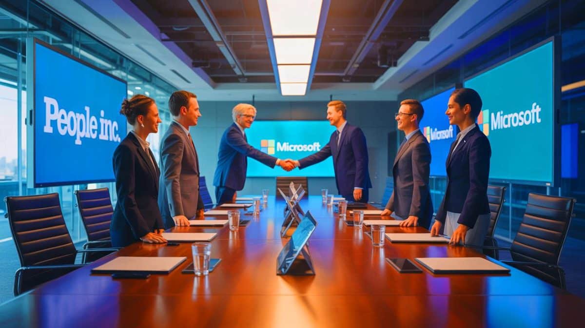 People Inc. Joins Forces with Microsoft for AI Licensing as Google Traffic Declines, Signaling Industry Shift Illustration of People Inc. and Microsoft forming an AI licensing partnership.