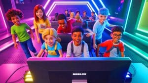 Roblox CEO Interview Sparks Heated Debate Over Child Safety Concerns, Highlighting Urgent Need for Protective Measures Illustration of Roblox CEO Dave Baszucki discussing the platform's new age verification feature on a podcast.