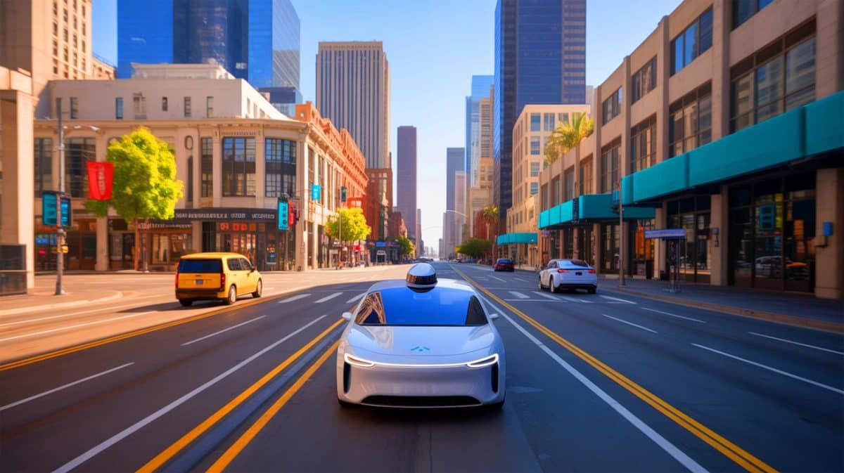 Illustration of Waymo's autonomous vehicles expanding operations across California.