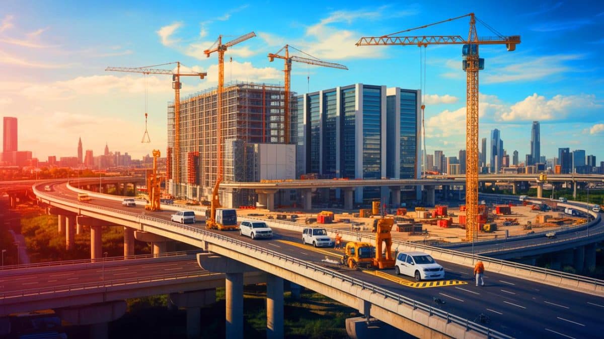 Illustration of data center construction impacting public infrastructure projects.