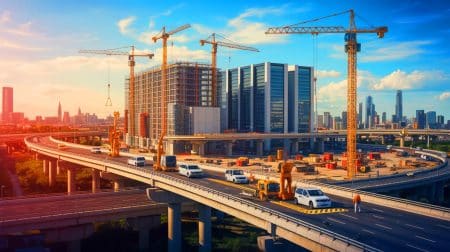 Illustration of data center construction impacting public infrastructure projects.