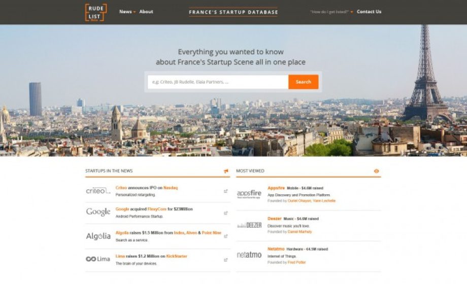 Announcing Rude List – France’s Startup Database – a database of startups, founders & funders in France.
