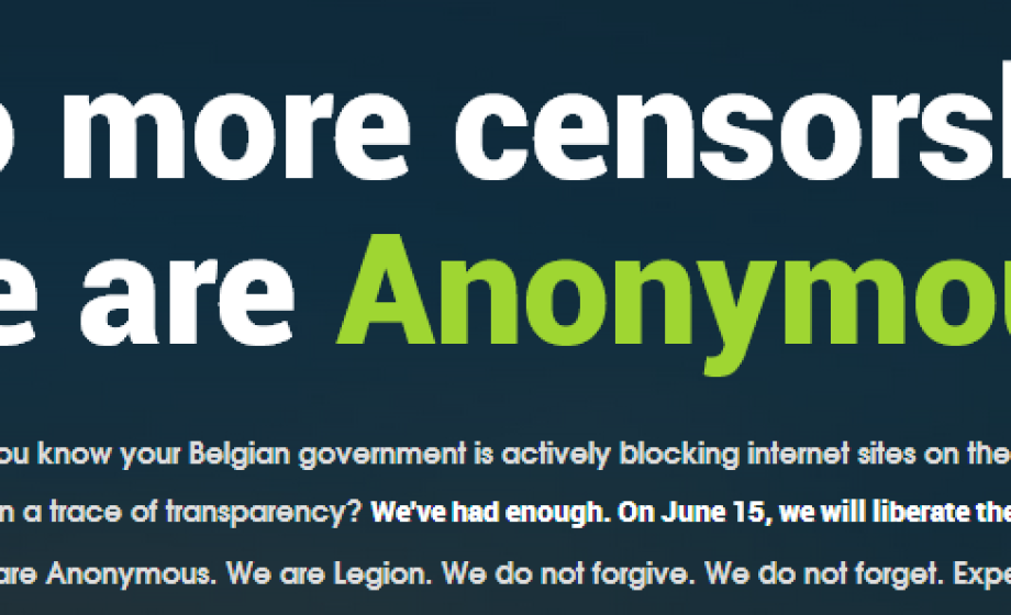 Anonymous targets the Belgium Government with accusations of government censorship