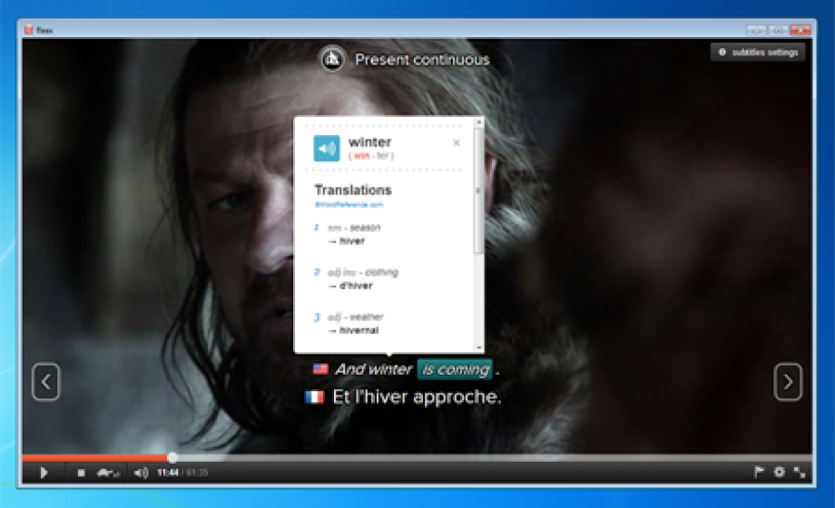 Want to learn English watching Game of Thrones? Fleex’s new video player is the solution.